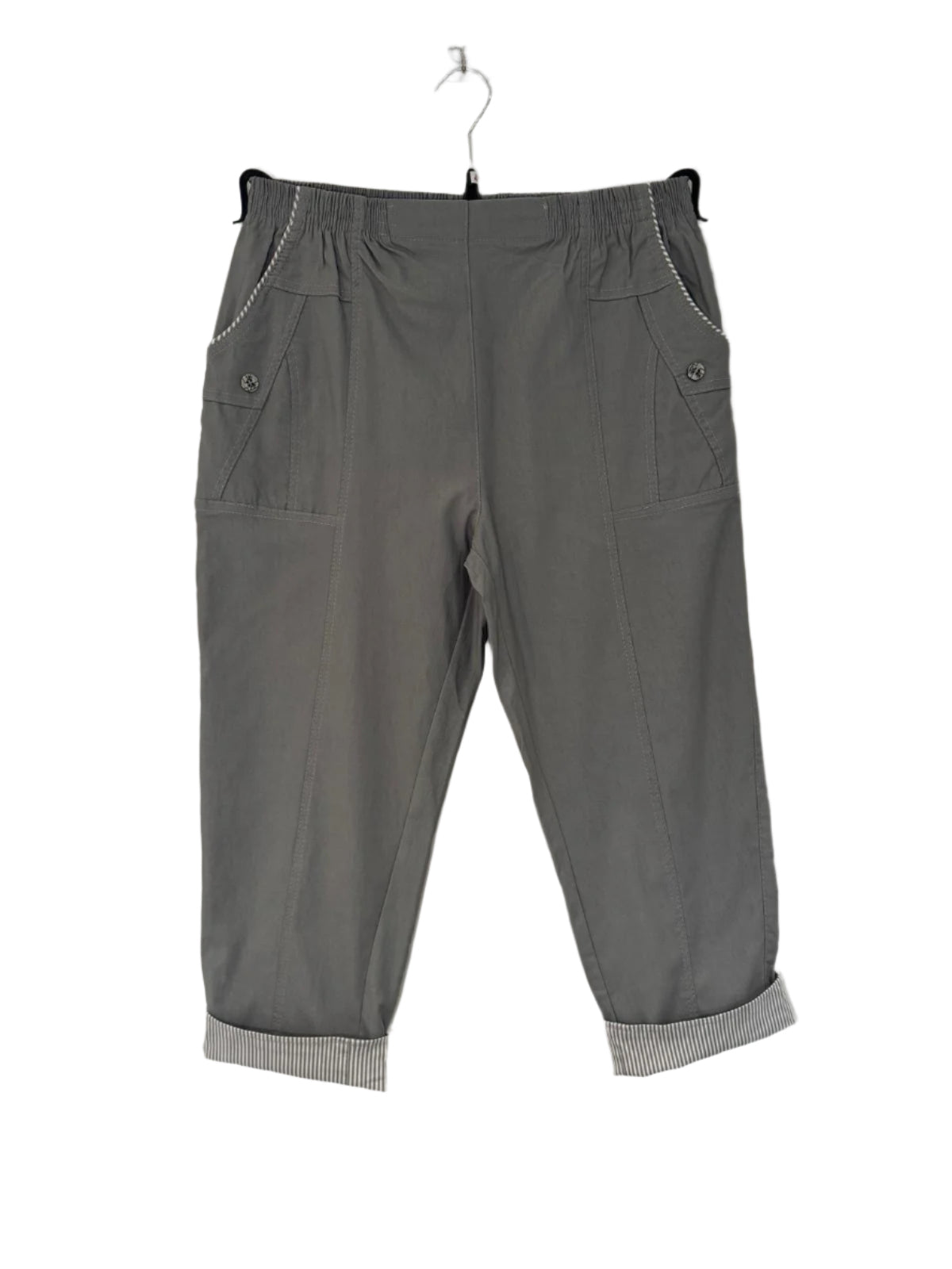 Stretchy Striped 3/4 Cropped Trousers