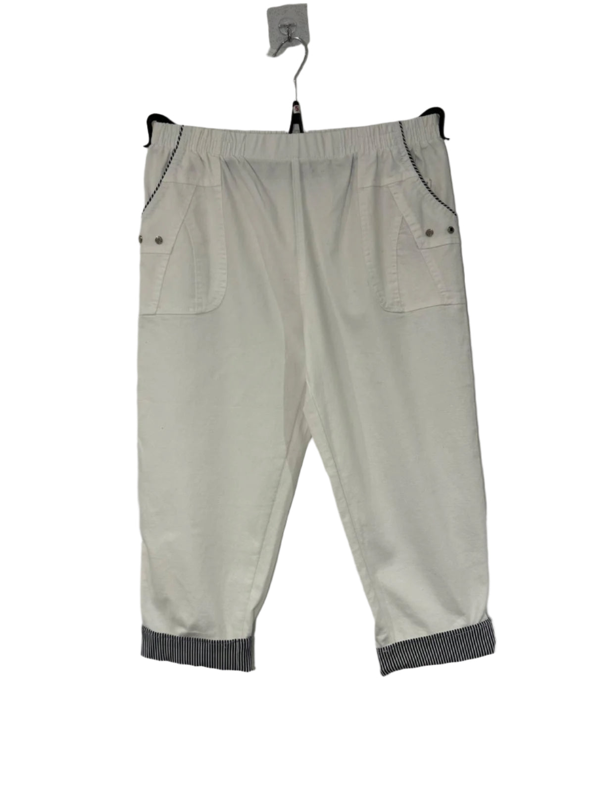 Stretchy Denim Cotton Striped Cropped 3/4 Trousers