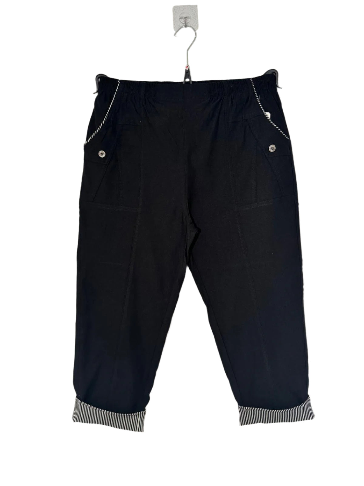 Stretchy Striped 3/4 Cropped Trousers