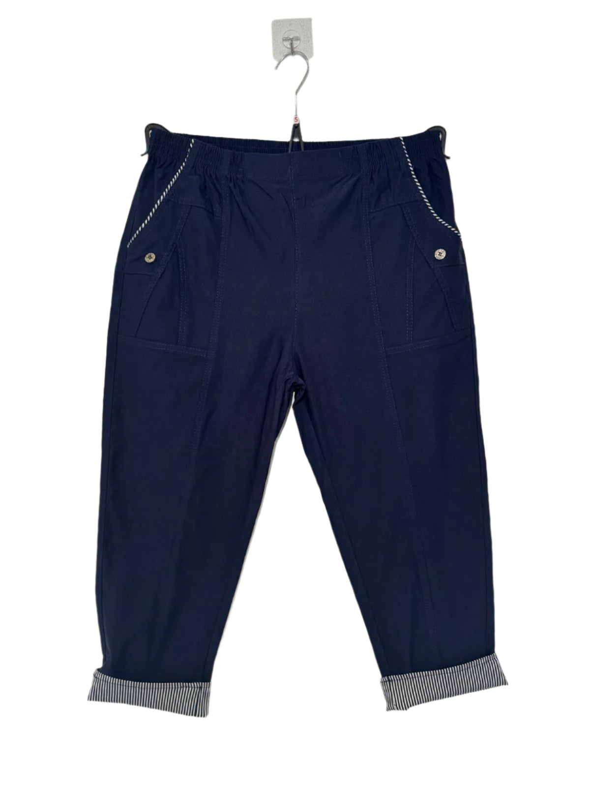 Stretchy Striped 3/4 Cropped Trousers