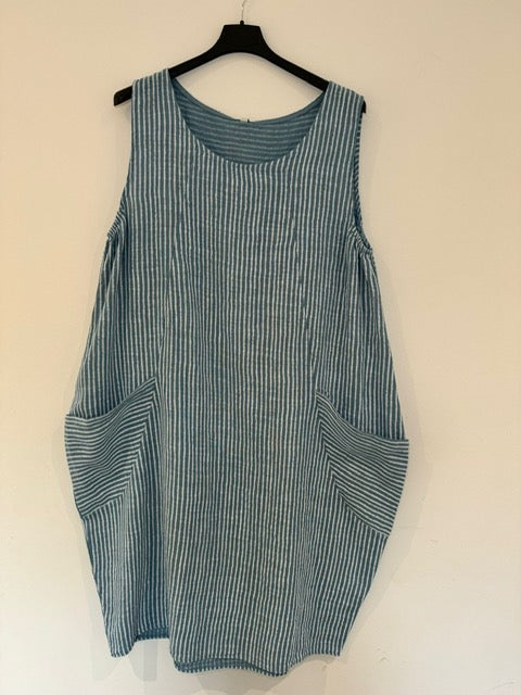 Sleeveless Striped Midi Dress Size 16-20 (5 Colours)
