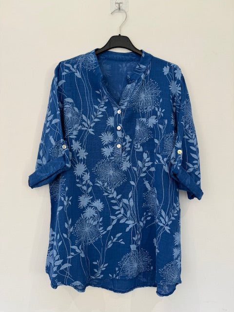 Floral V-Neck Collared Blouse Size 12-18 (5 Colours)