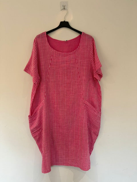 Short Sleeve Striped Midi Dress Size 14-20 (6 Colours)